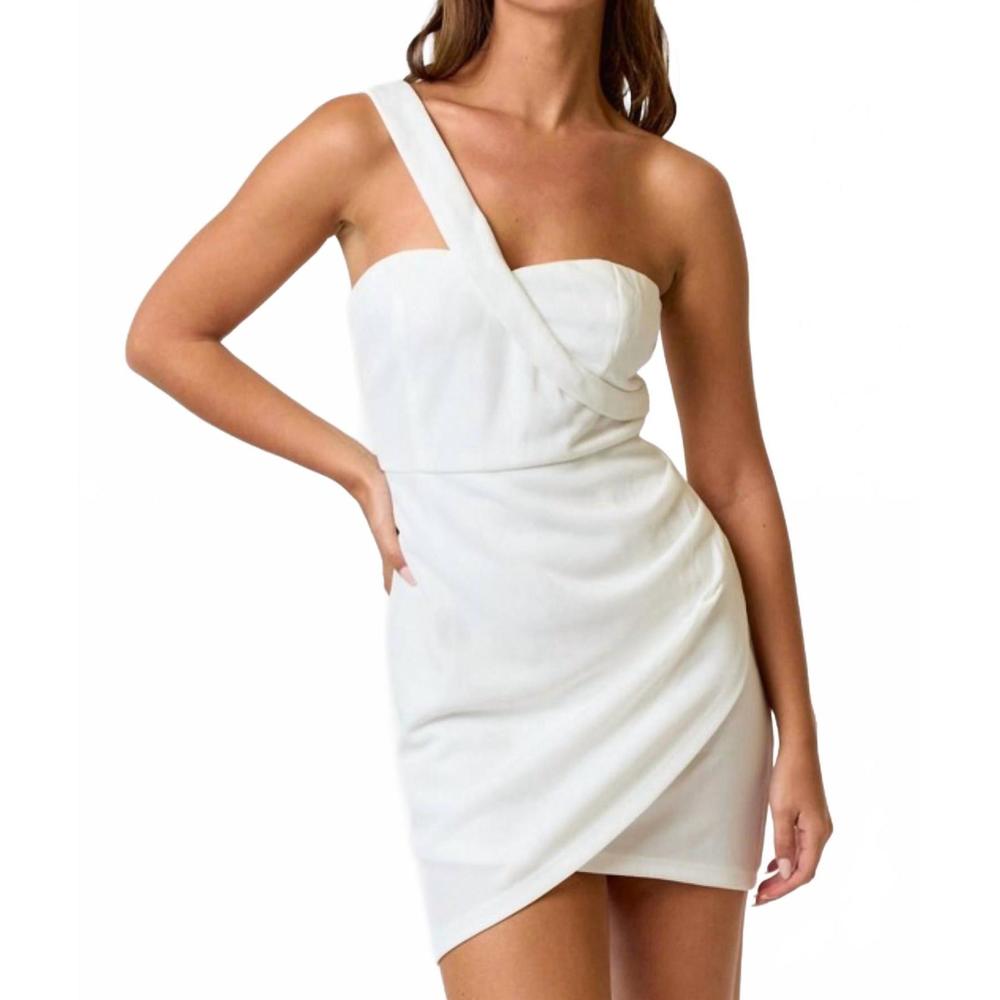 NEW HYFVE one shoulder mini dress in white